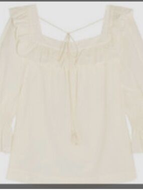 Rachel Zoe Cream Off-Shoulder Tie-Neck Blouse
